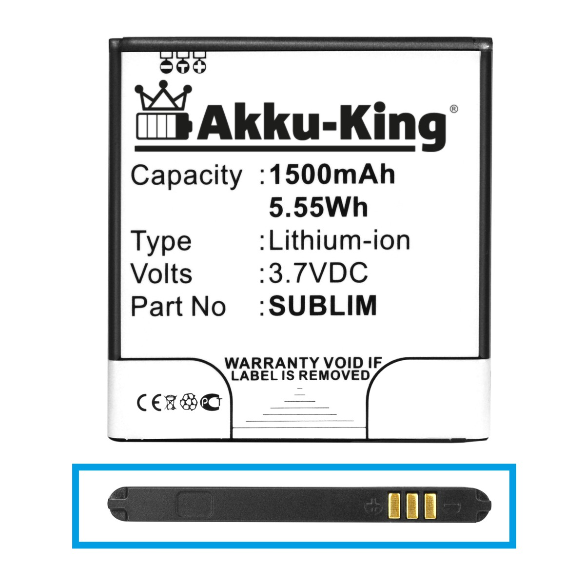 AKKU-KING Akku kompatibel Li-Ion 1500mAh Handy-Akku, N270 3.7 mit Wiko Volt