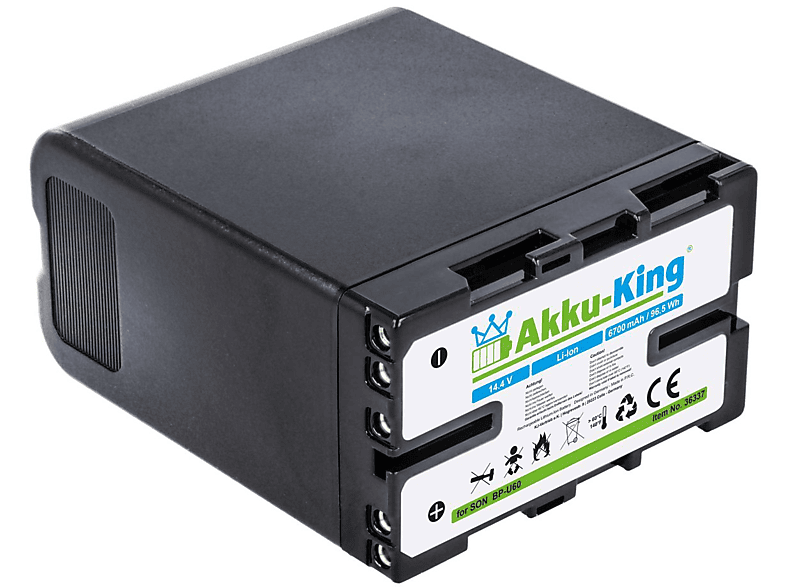 AKKU-KING Akku kompatibel mit Sony BP-U60 Li-Ion Kamera-Akku, 14.4 Volt, 6700mAh