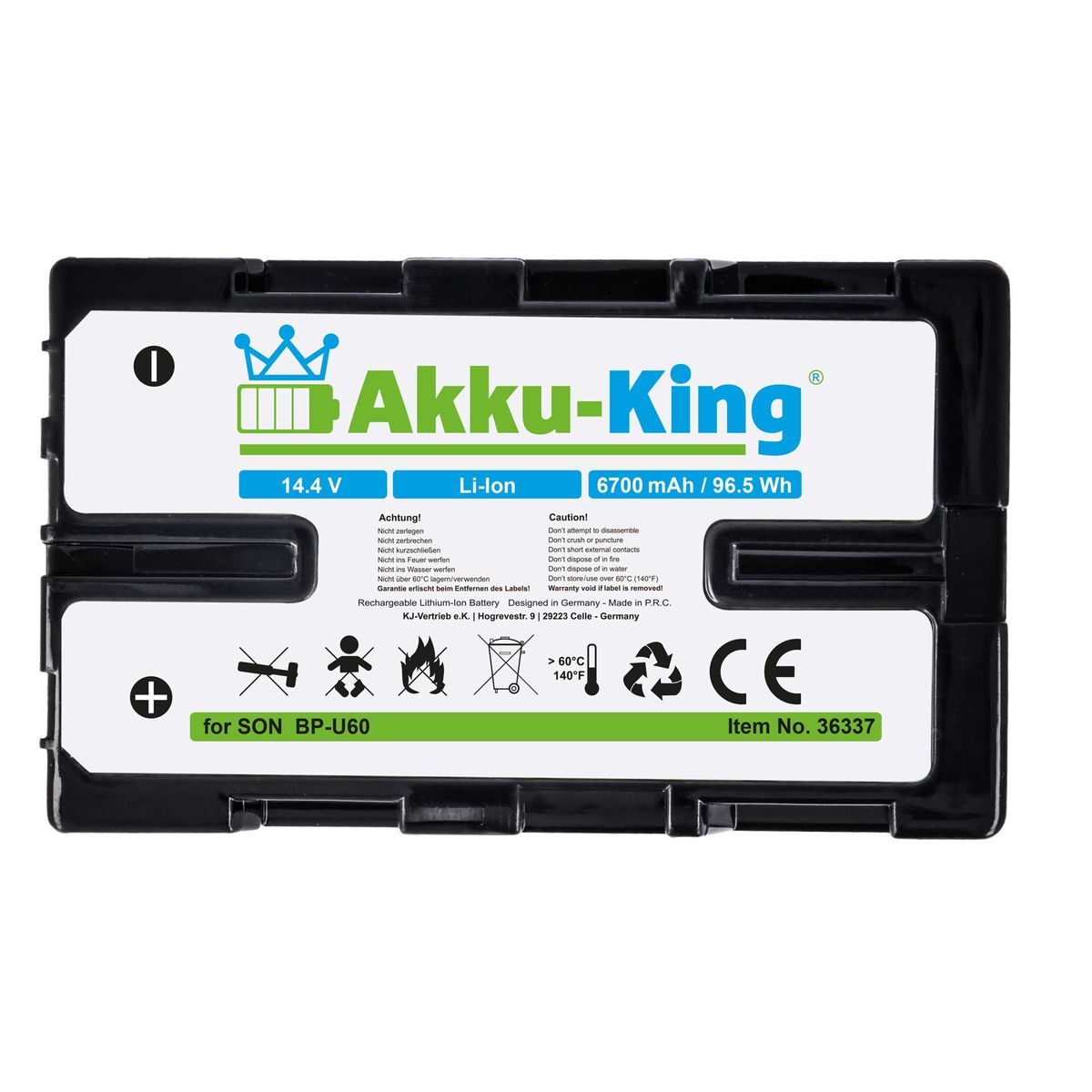 AKKU-KING Akku kompatibel 14.4 mit Volt, Kamera-Akku, 6700mAh BP-U60 Li-Ion Sony