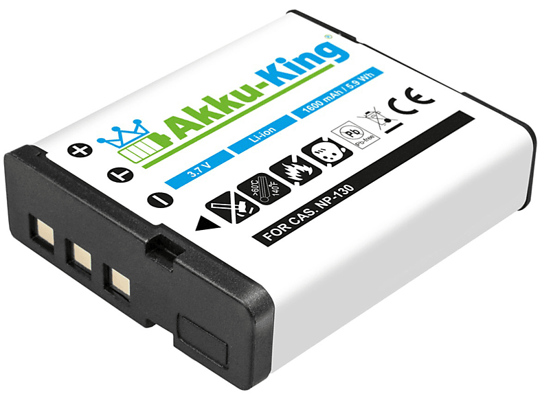 AKKU-KING Volt, kompatibel 3.7 Casio 1600mAh Li-Ion mit Kamera-Akku, Akku NP-130