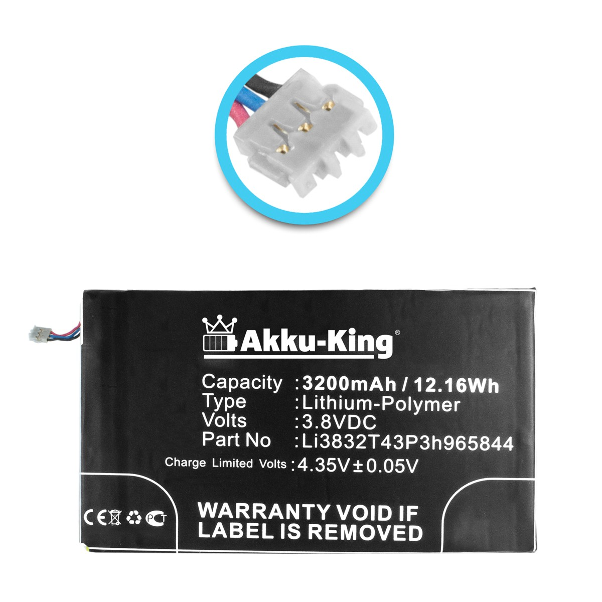 AKKU-KING Akku 3200mAh Li-Polymer ZTE Li3832T43P3h965844 3.8 mit Handy-Akku, Volt, kompatibel