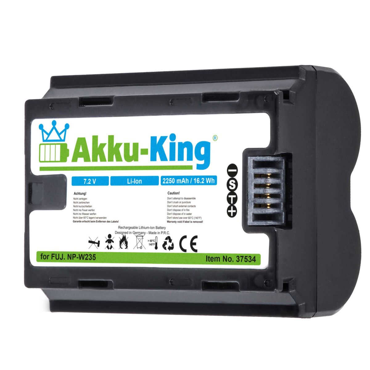 AKKU-KING Akku kompatibel mit 2250mAh NP-W235 Kamera-Akku, Fuji Li-Ion 7.2 Volt