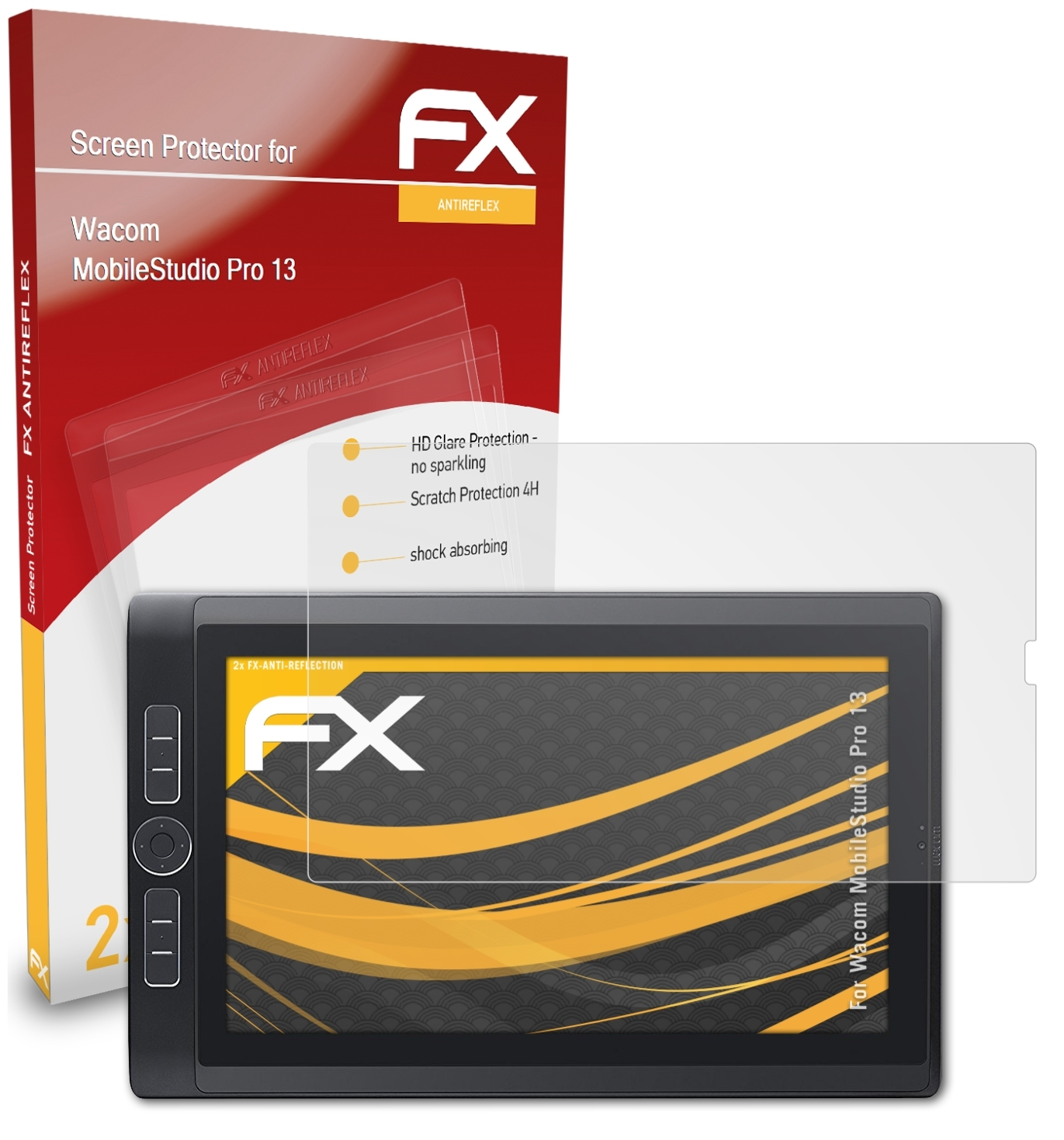 ATFOLIX 2x FX-Antireflex Displayschutz(für MobileStudio Pro 13) Wacom