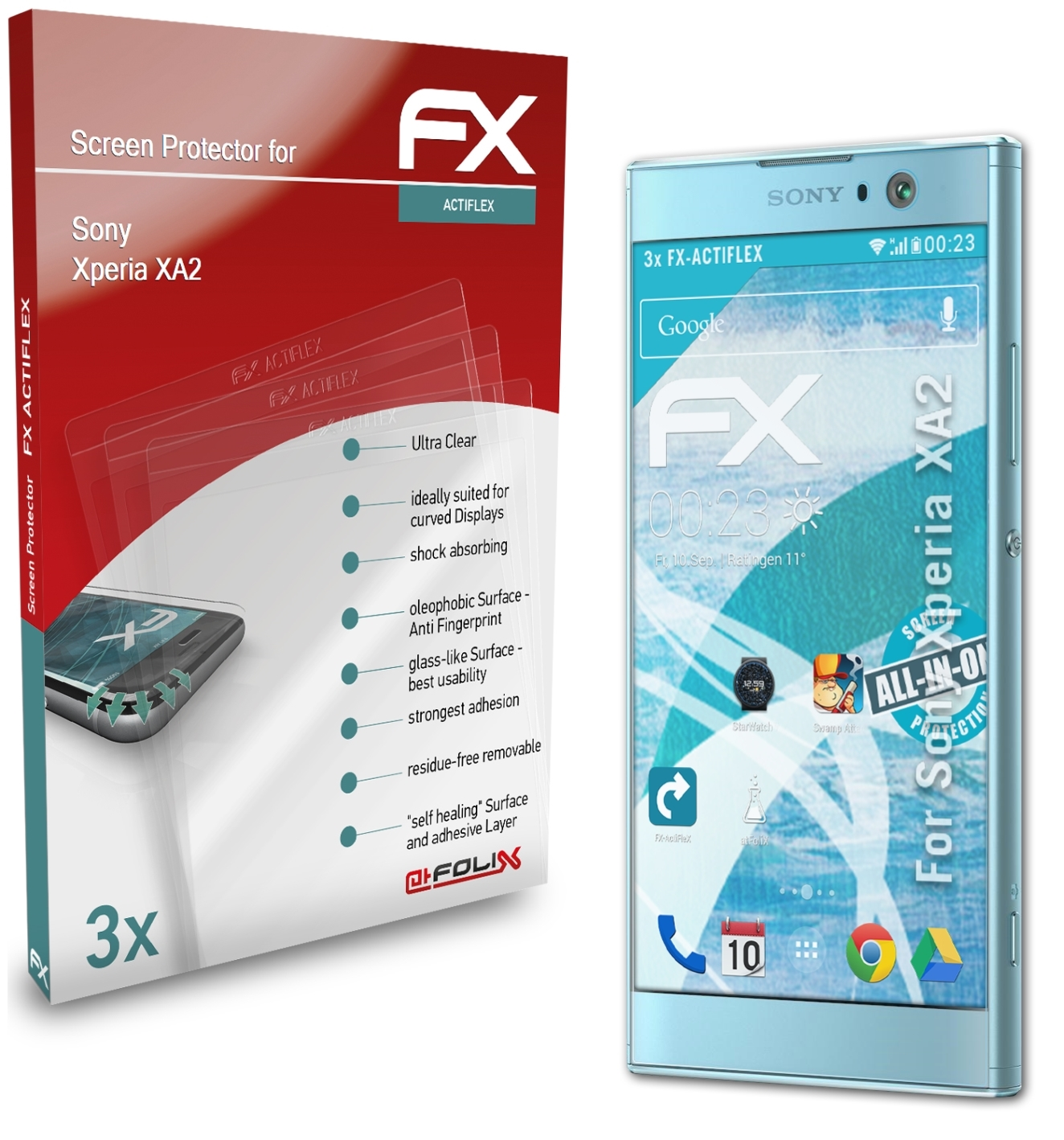 ATFOLIX 3x FX-ActiFleX Sony XA2) Xperia Displayschutz(für