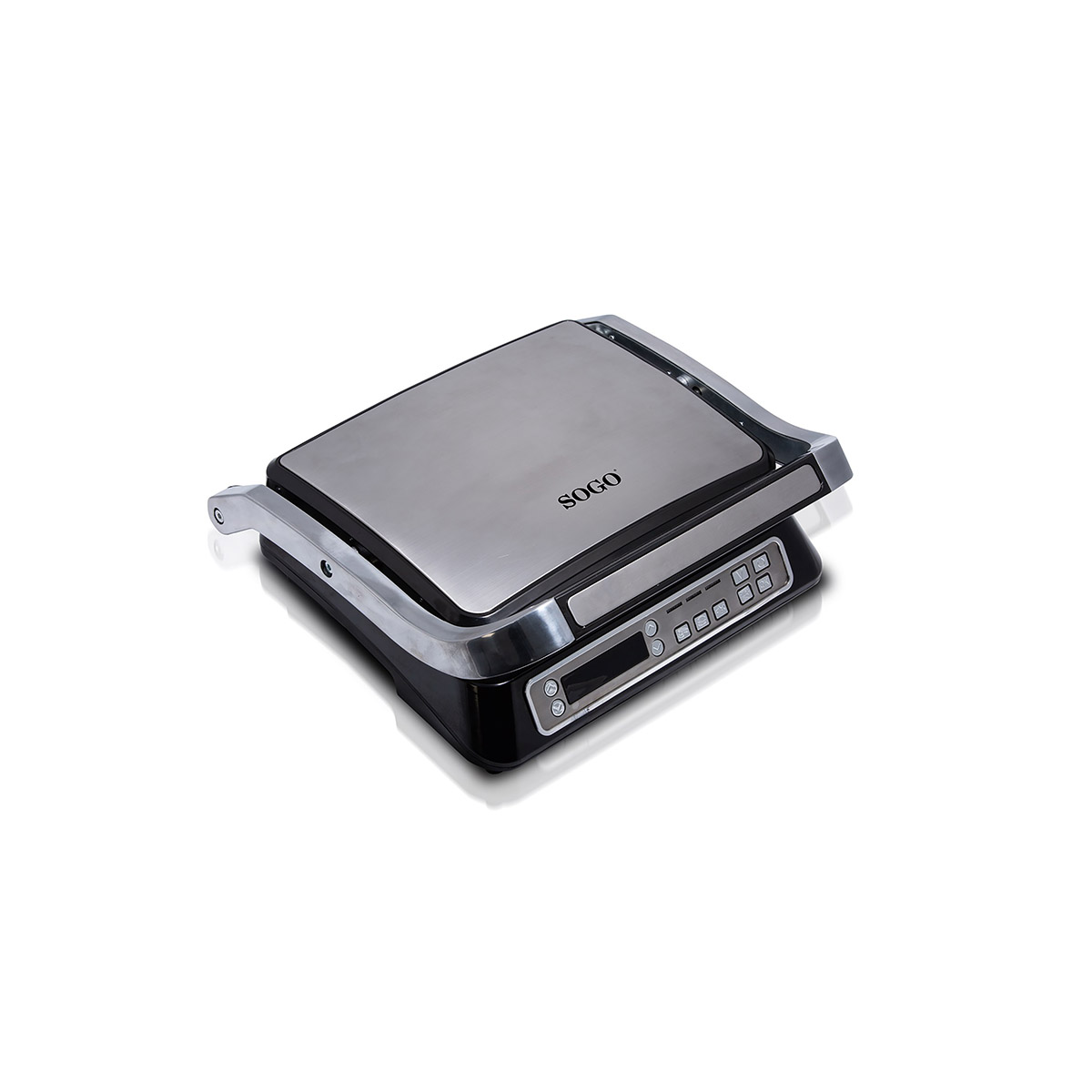 Sandwichera Press Grill digital sogo sanss7141 revestimiento con acabado piedra plancha plata