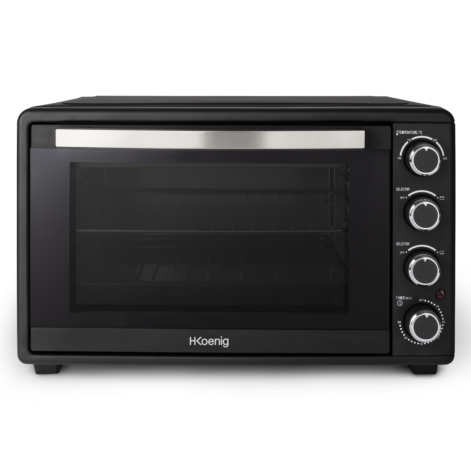 Horno Sobremesa Hkoenig fo45 2000w 45 litros negro h.koenig electrico encimera capacidad de 2000 iluminación interior y temperatura hasta 230ºc tiempo 60 mins termostato mini 3 45l