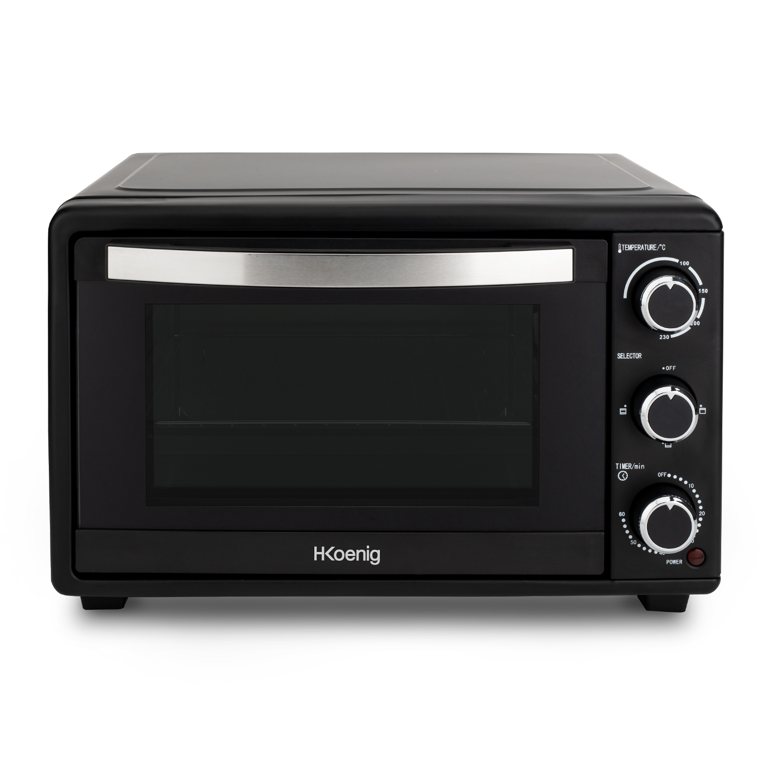 Mini Horno Koenig fo25 25 1500 w negro electrico sobremesa encimera capacidad de litros 4 modos temperatura hasta 230ºc tiempo 60 mins termostato 25l 1500w