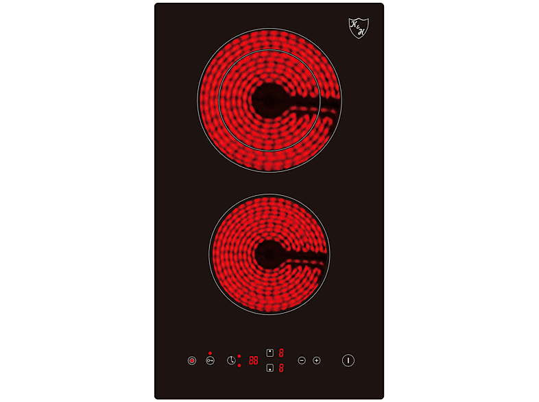 K&H Domino 2 Zonen Glaskeramikkochfeld 30cm Doppelbrenner Autark