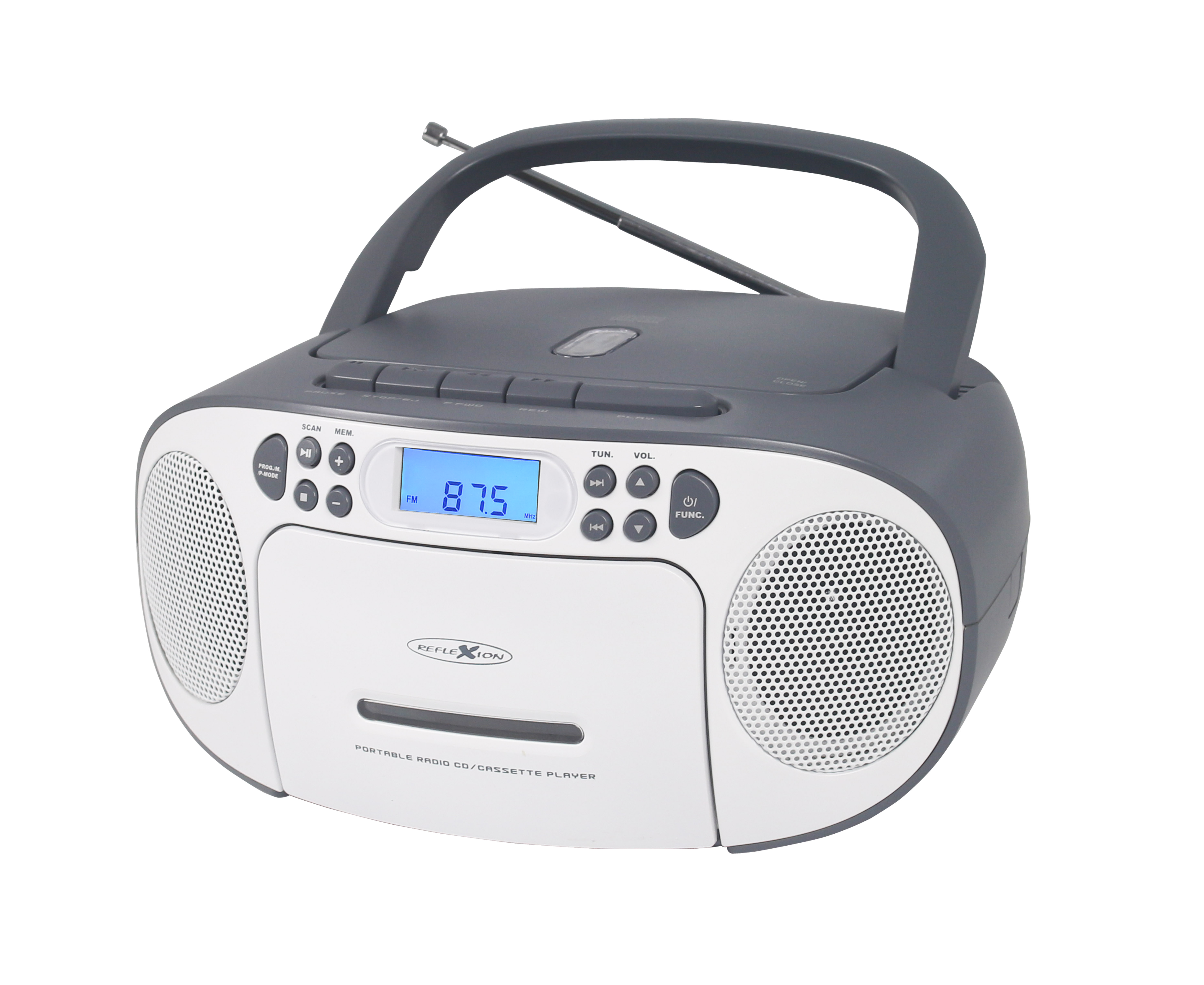 Kassettendeck Radio, FM und mit weiß/grau Tragbarer GR REFLEXION CD-Player RCR-2260