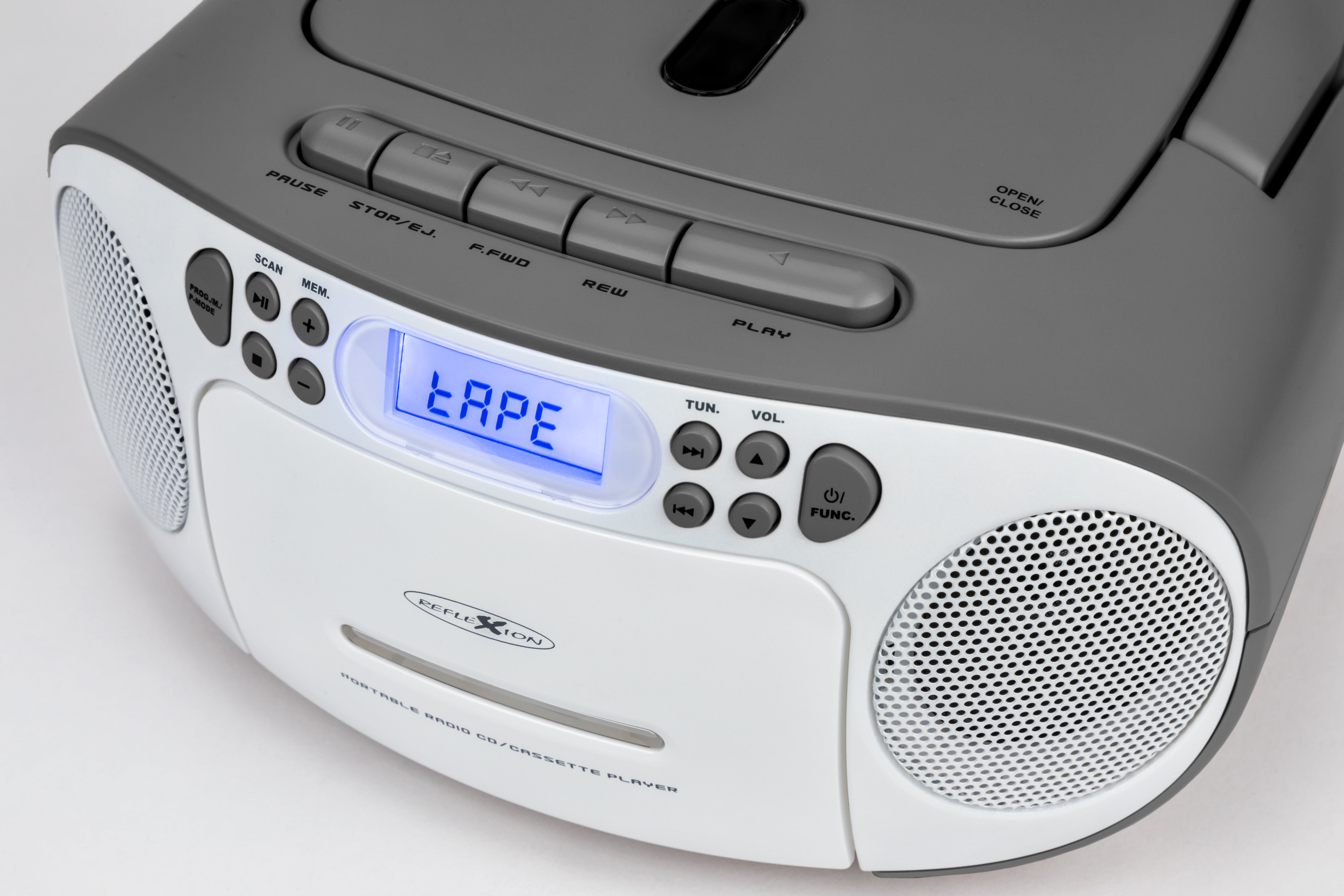 REFLEXION RCR-2260 GR FM weiß/grau Kassettendeck CD-Player mit Radio, und Tragbarer