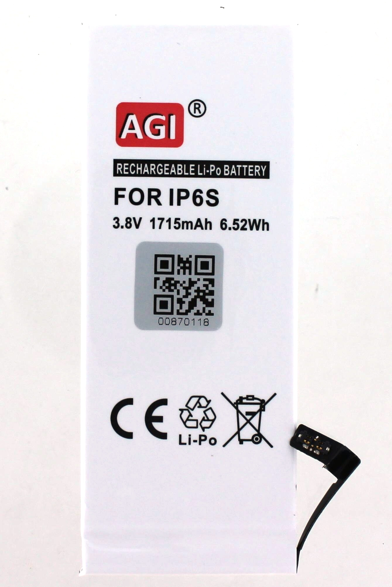 Handy-/Smartphoneakku, kompatibel AGI Li-Pol, Li-Pol Apple 1715 mAh Akku mit 6S iPhone 3.8 Volt,