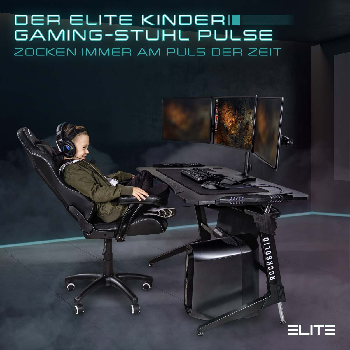 Schwarz/Weiß ELITE Gaming Stuhl, PULSE