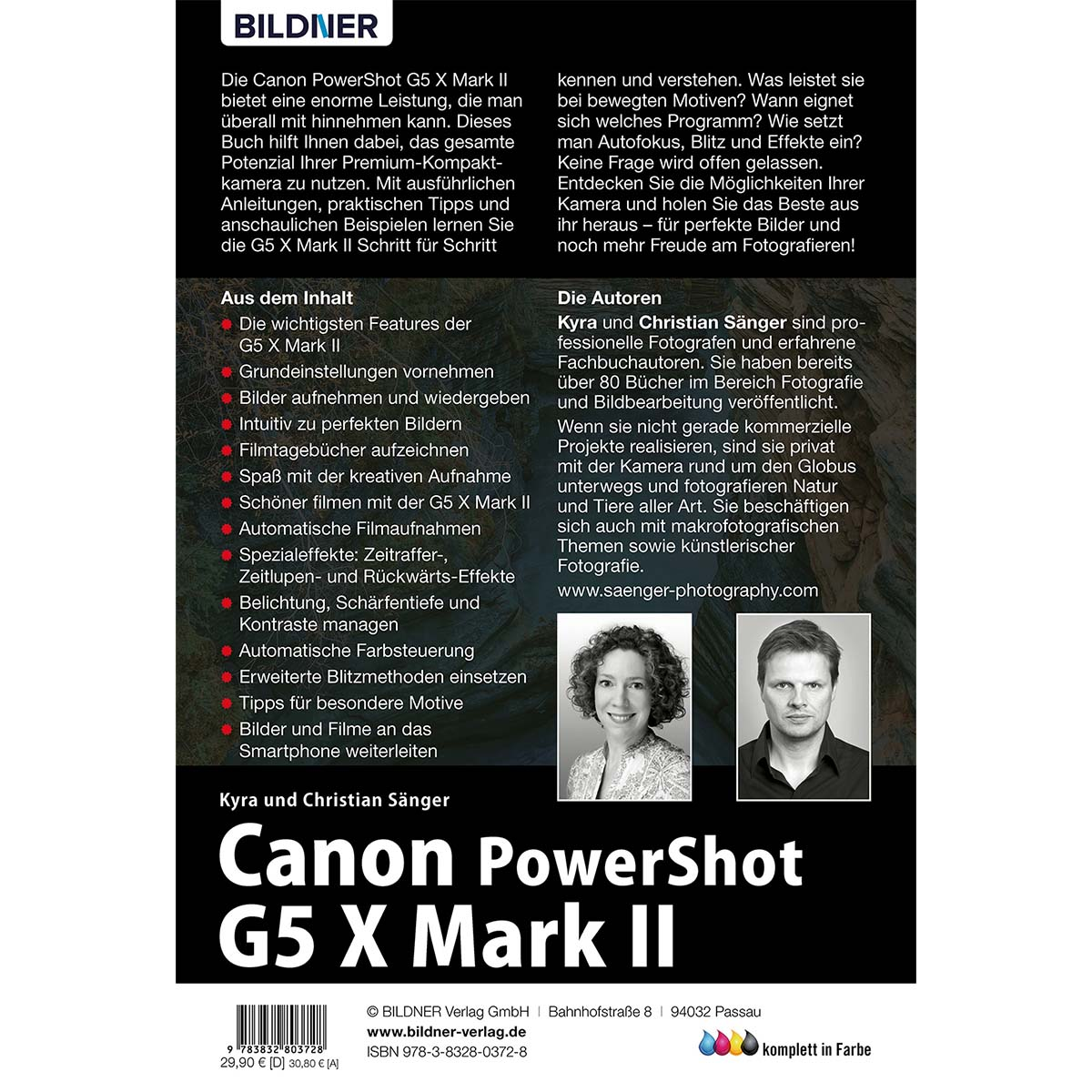 Buchcover: Canon PowerShot G5 X Mark II. Text und Bilder von Autoren und Kamera.