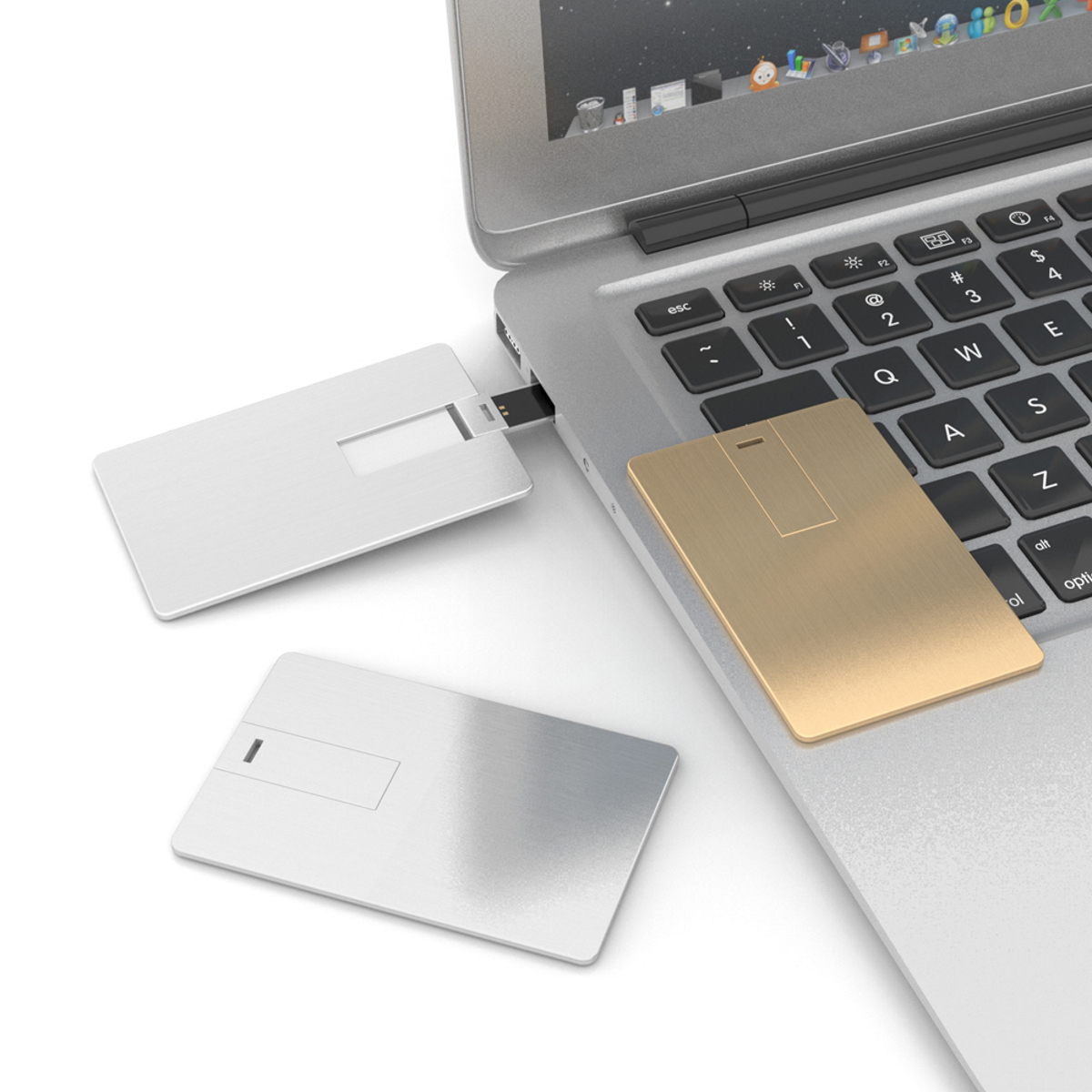USB-Stick 64 Metall-Kreditkarte GERMANY ® GB) (Silber, USB