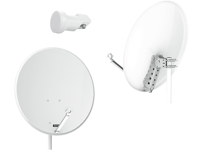 cm mit HD Single (80 RED 80 LSP-02G & OPTICUM 4K Satellitenanlage LNB LNB Koaxial) Stahl Sat Antenne fähig in 1x - QA cm, 3D lichtgrau - 80