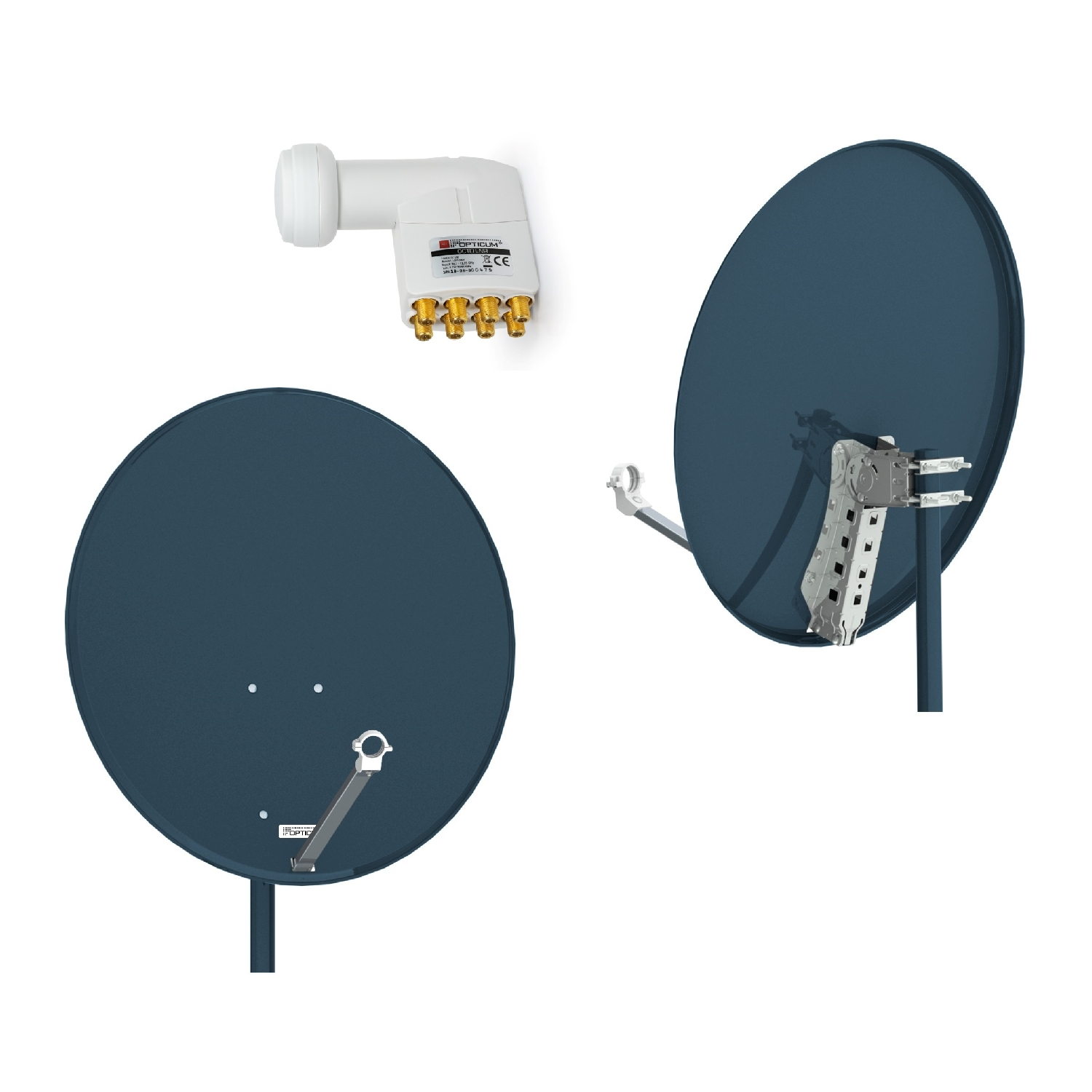 RED OPTICUM QA80 Sat Antenne cm 04H Satellitenanlage Teilnehmer) in 04H 4K für anthrazit LNB 80 LOP LNB cm, LOP 8 Octo HD Octo & (80 - mit fähig Stahl 3D