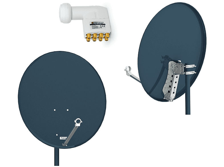 LNB 3D OPTICUM Octo Stahl 04H 8 (80 Satellitenanlage 80 & für RED Octo LOP cm, Sat QA80 04H LOP Teilnehmer) Antenne 4K in mit HD cm anthrazit fähig - LNB