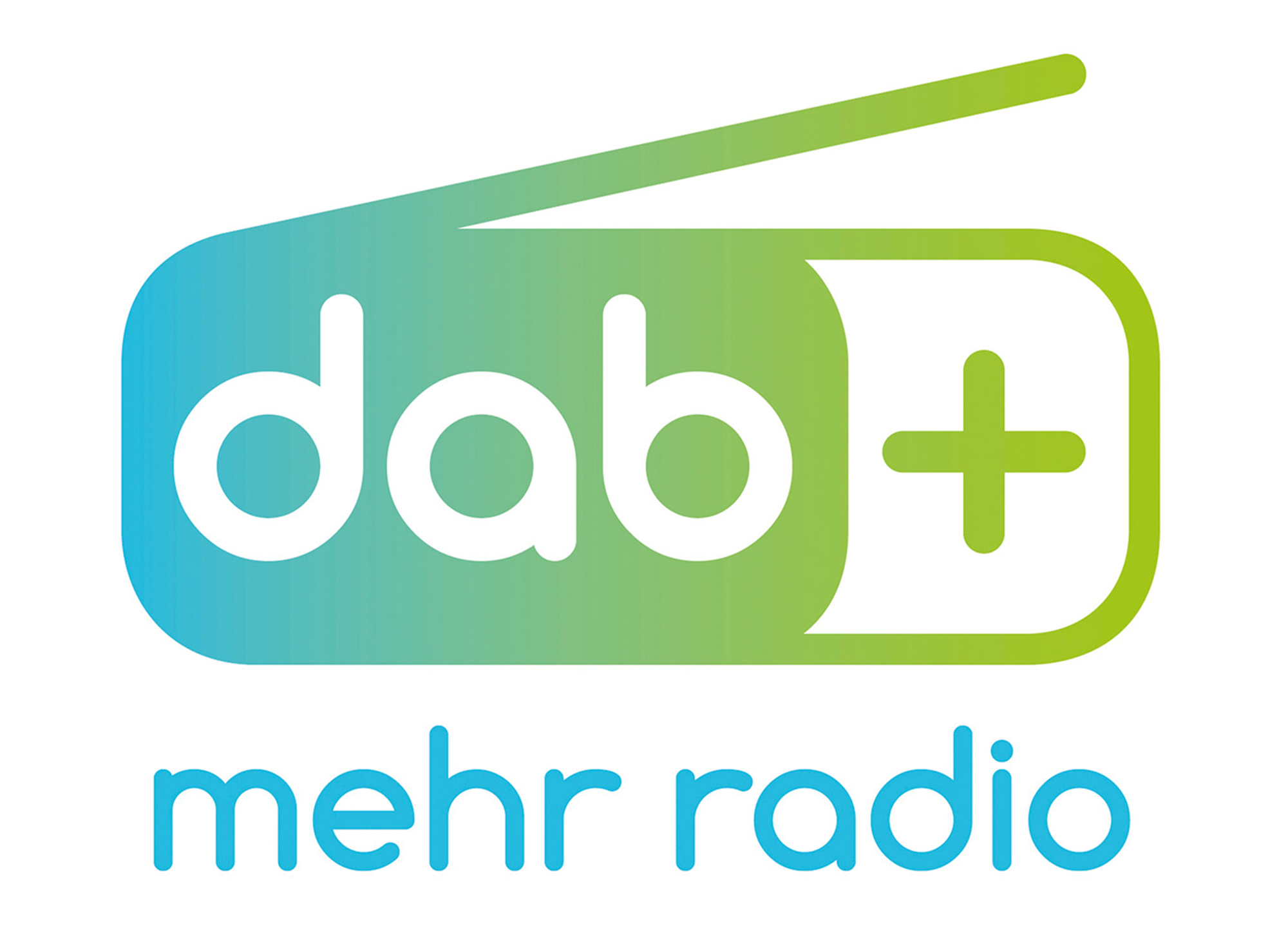 DAB+ mehr radio Logo auf weißem Hintergrund.