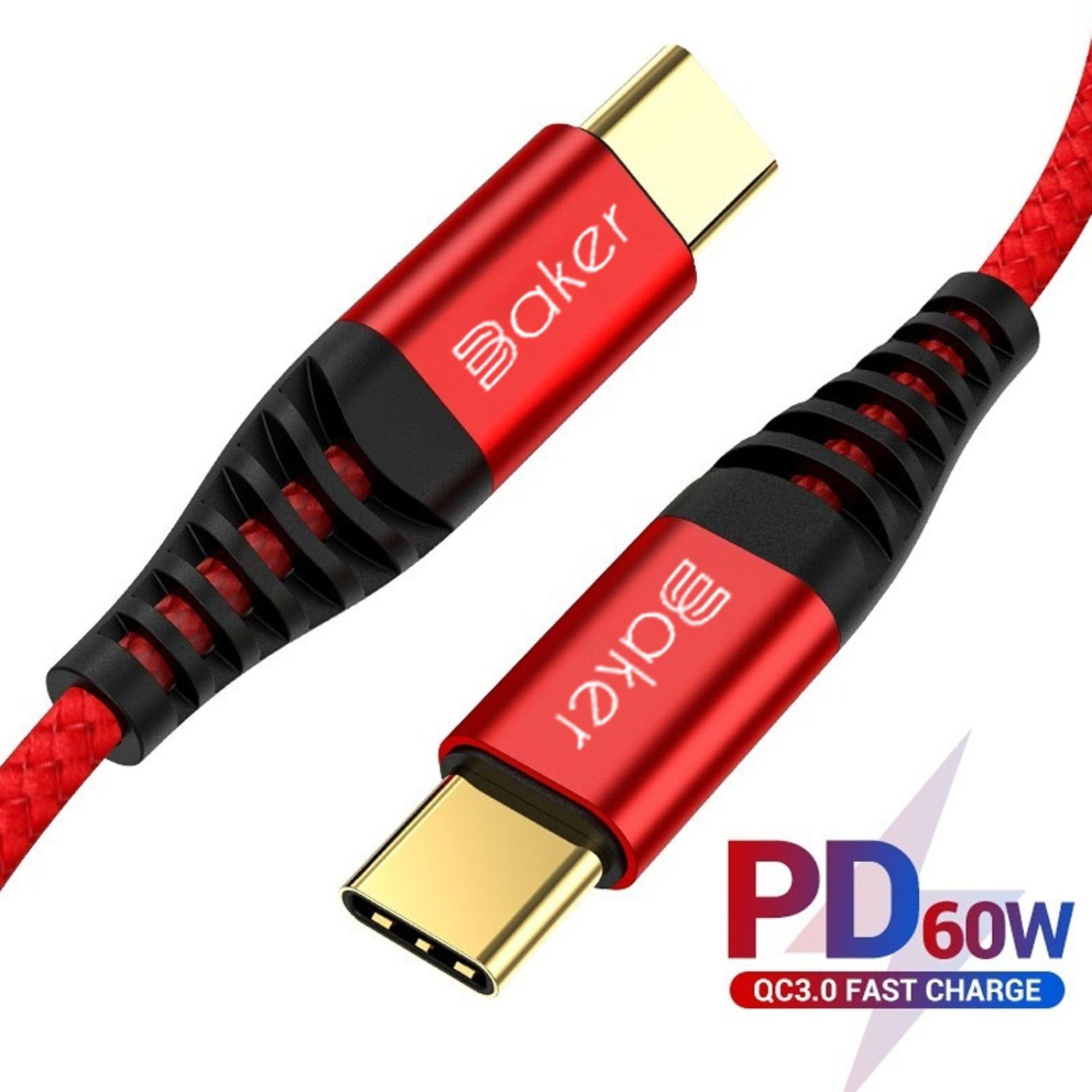 BAKER USB 3A/60W USB auf Ladekabel (Rot) C C