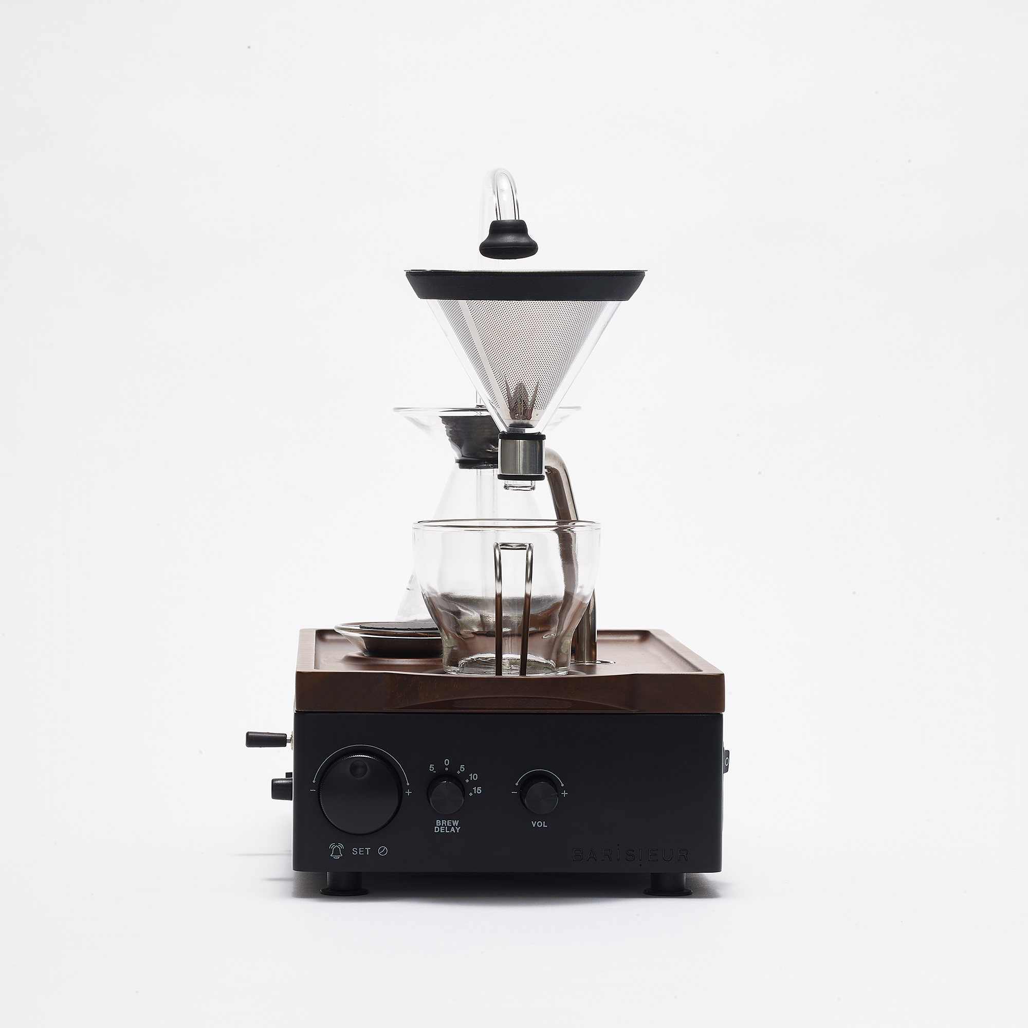 BARISIEUR Weckfunktion Kaffeemaschine mit Tee Kaffee schwarz und Designer Timer
