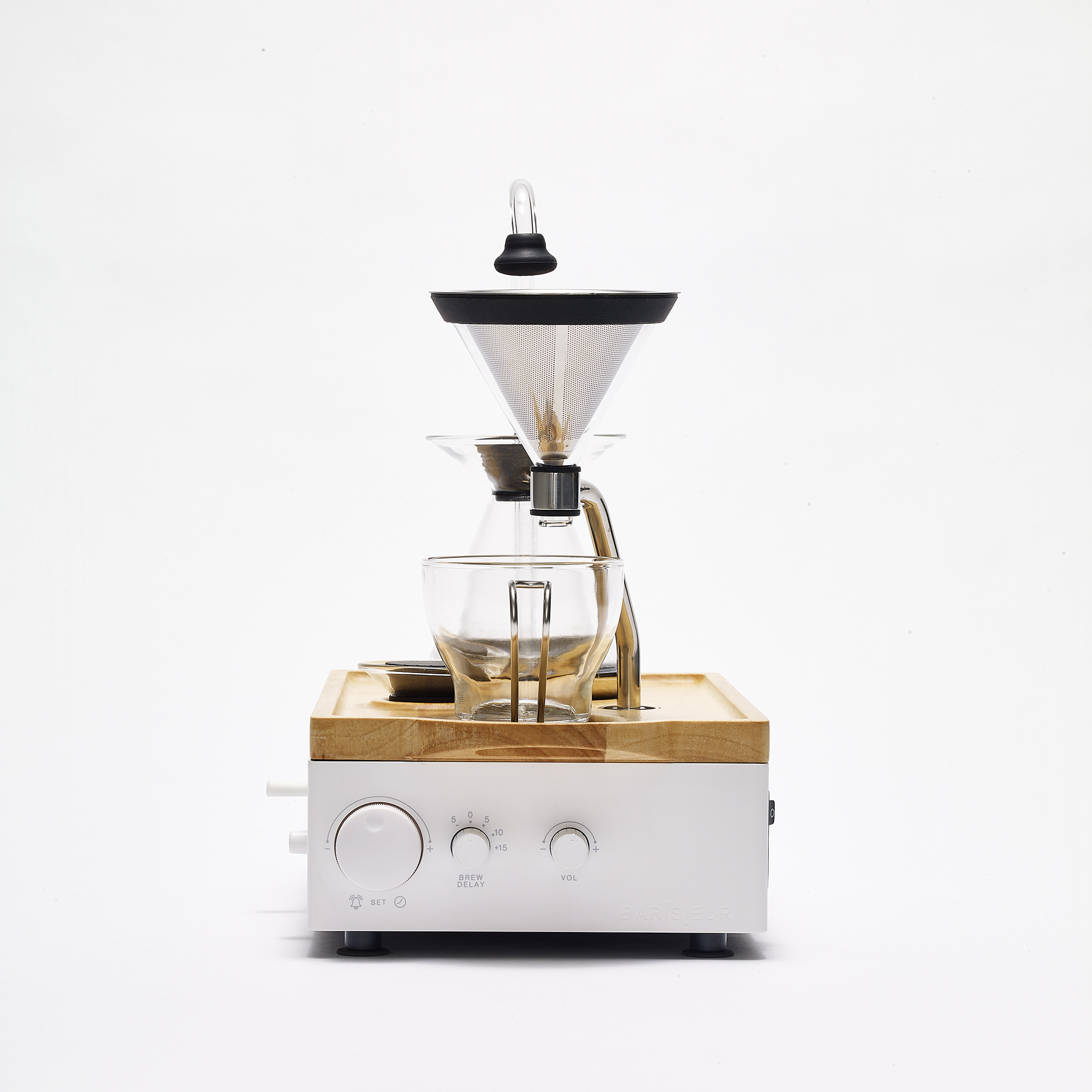 BARISIEUR Designer Tee Kaffee Weckfunktion mit Timer Kaffeemaschine und weiss