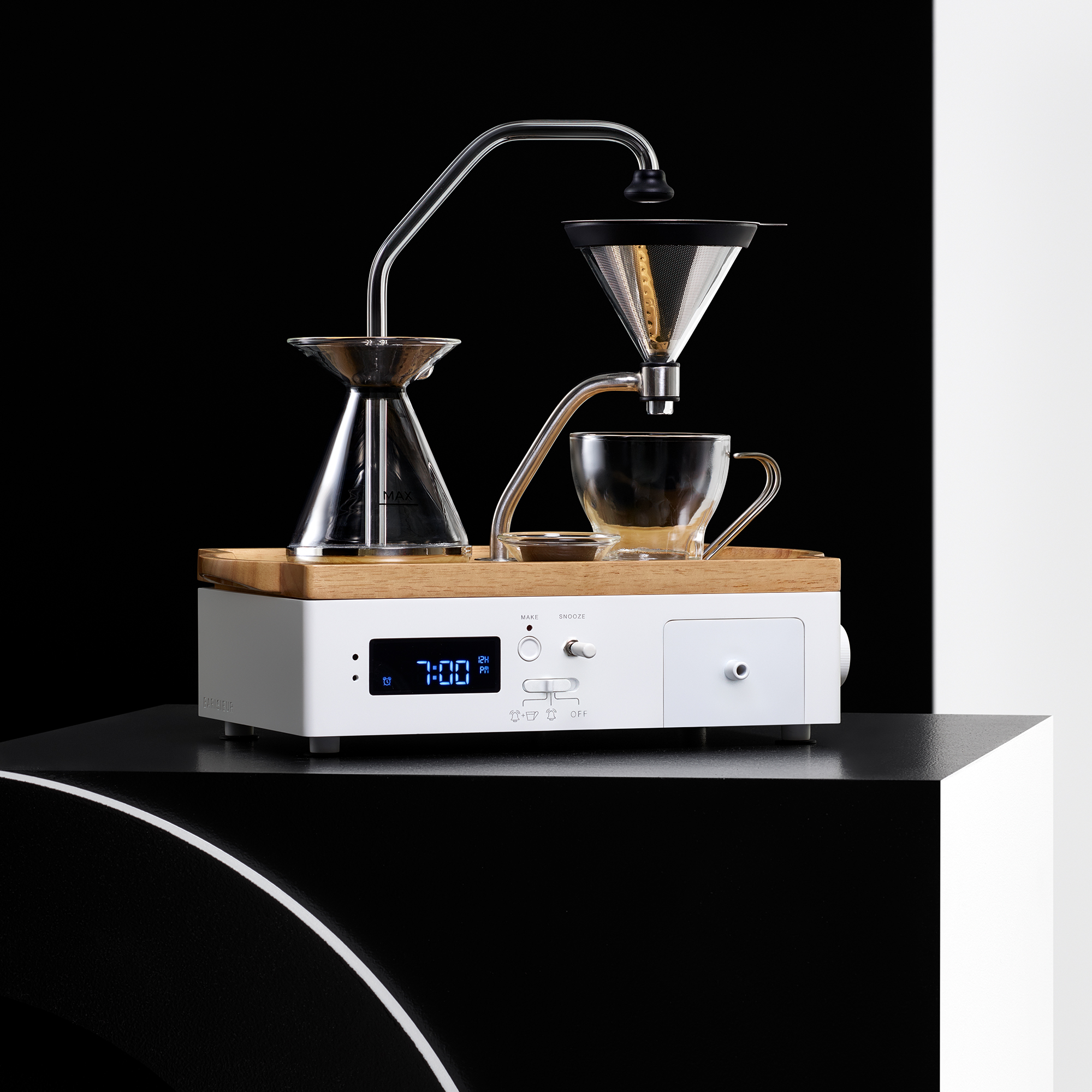 BARISIEUR Designer Tee Kaffee weiss und Timer Kaffeemaschine Weckfunktion mit