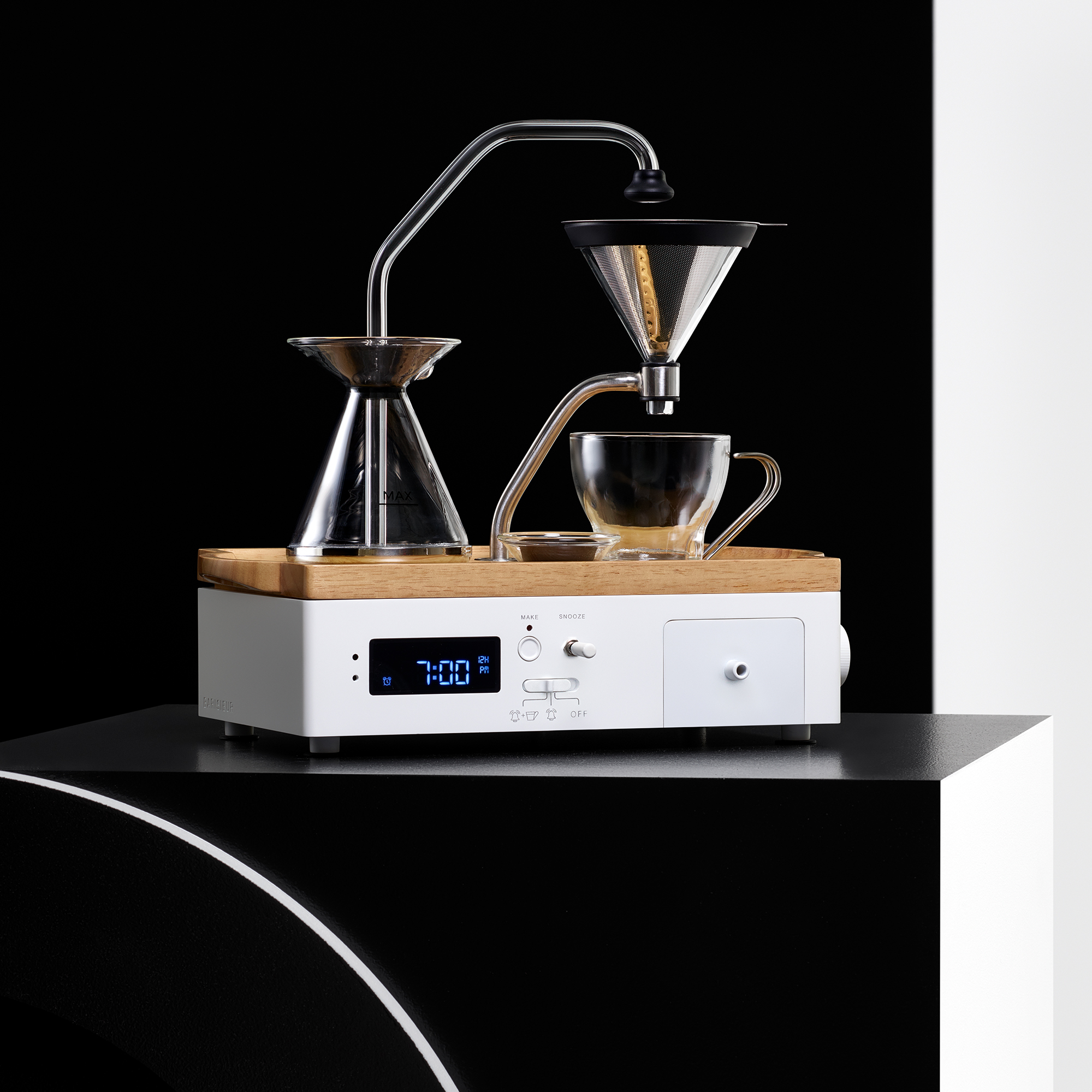 Timer Designer Kaffeemaschine Weckfunktion BARISIEUR mit und Tee weiss Kaffee