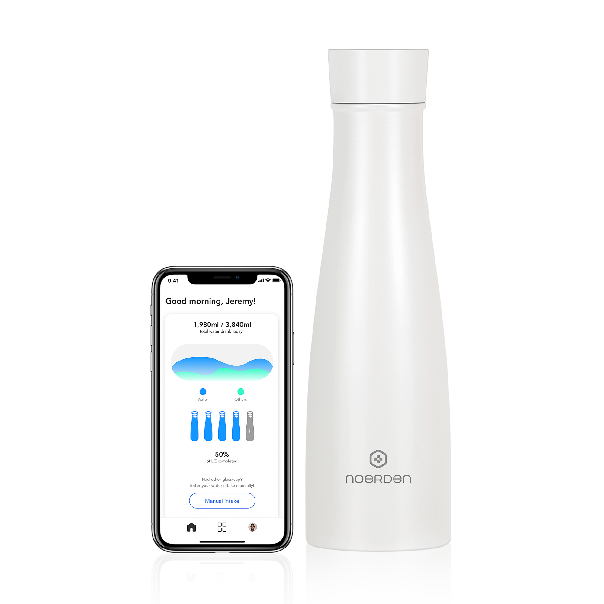 Trinkflasche Smart UV-Entkeimung NOERDEN Selbstreinigend LIZ