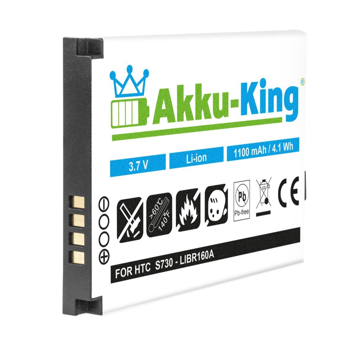 mit Volt, AKKU-KING Akku HTC S180 Li-Ion Handy-Akku, BA kompatibel 1100mAh 3.7