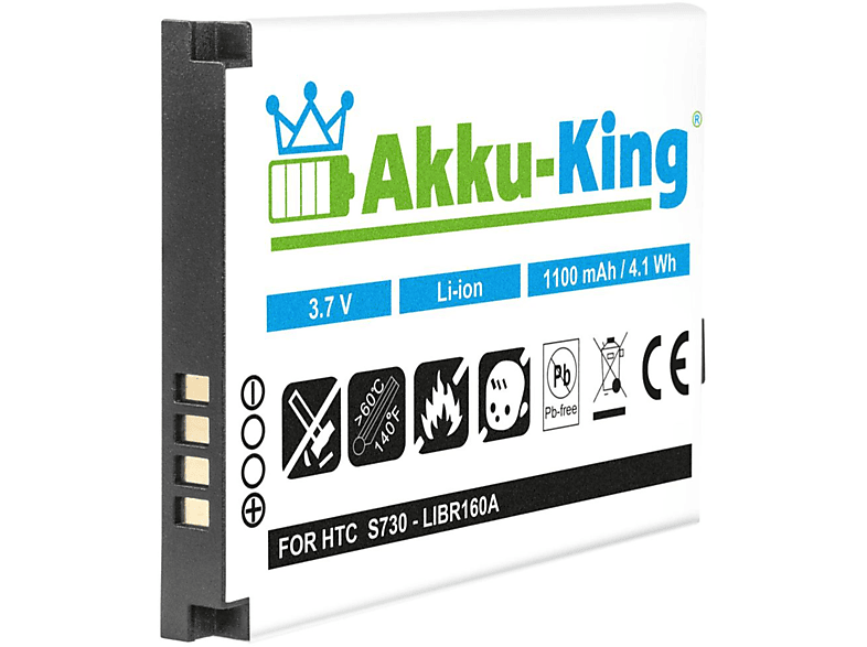 mit Handy-Akku, Li-Ion AKKU-KING Volt, S180 BA 3.7 1100mAh kompatibel HTC Akku
