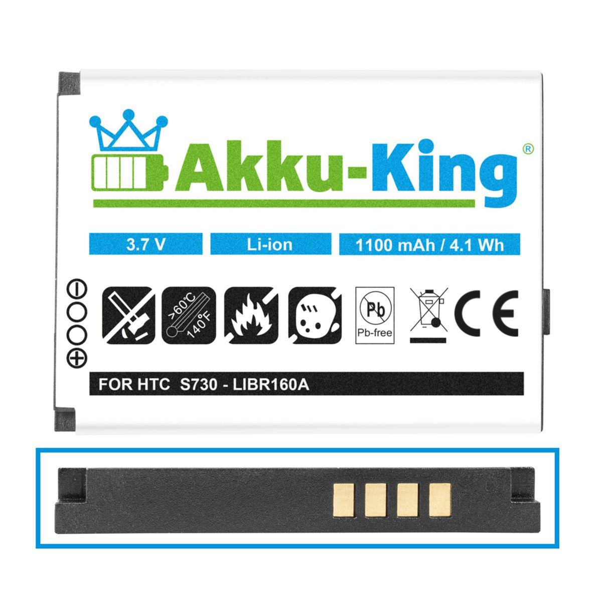 kompatibel Li-Ion S180 3.7 Akku AKKU-KING 1100mAh Volt, HTC mit BA Handy-Akku,