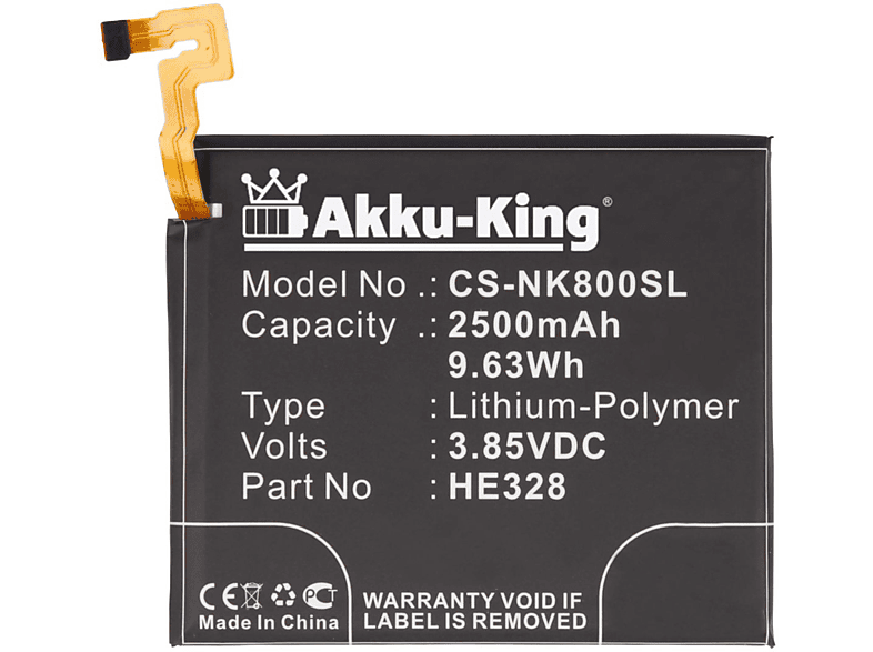 AKKU-KING Akku kompatibel mit Nokia Li-Polymer Handy-Akku, 2500mAh HE328 3.85 Volt