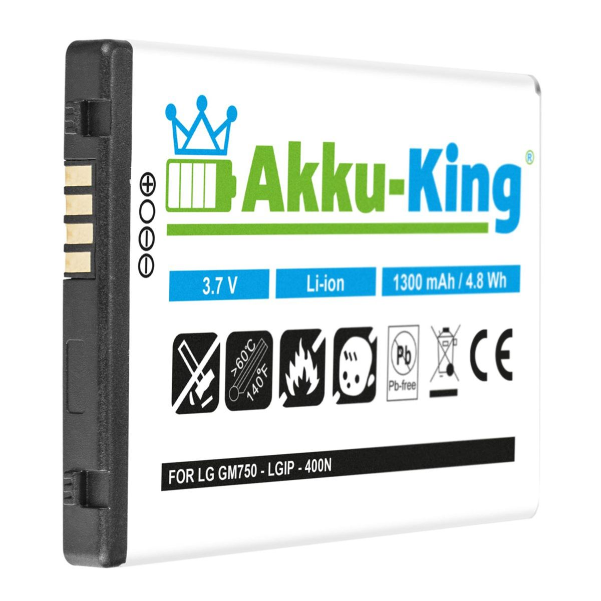 LG LGIP-400N 1300mAh Akku 3.7 kompatibel mit AKKU-KING Li-Ion Volt, Handy-Akku,