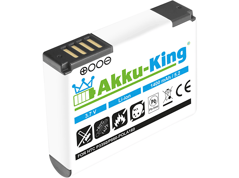 AKKU-KING Akku kompatibel mit HTC POLA160 Li-Ion Handy-Akku, 3.7 Volt, 1400mAh