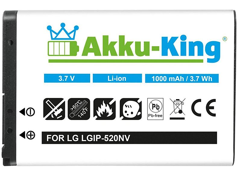 AKKU-KING Akku kompatibel mit LG LGIP-520N Li-Ion Handy-Akku, 3.7 Volt, 1000mAh