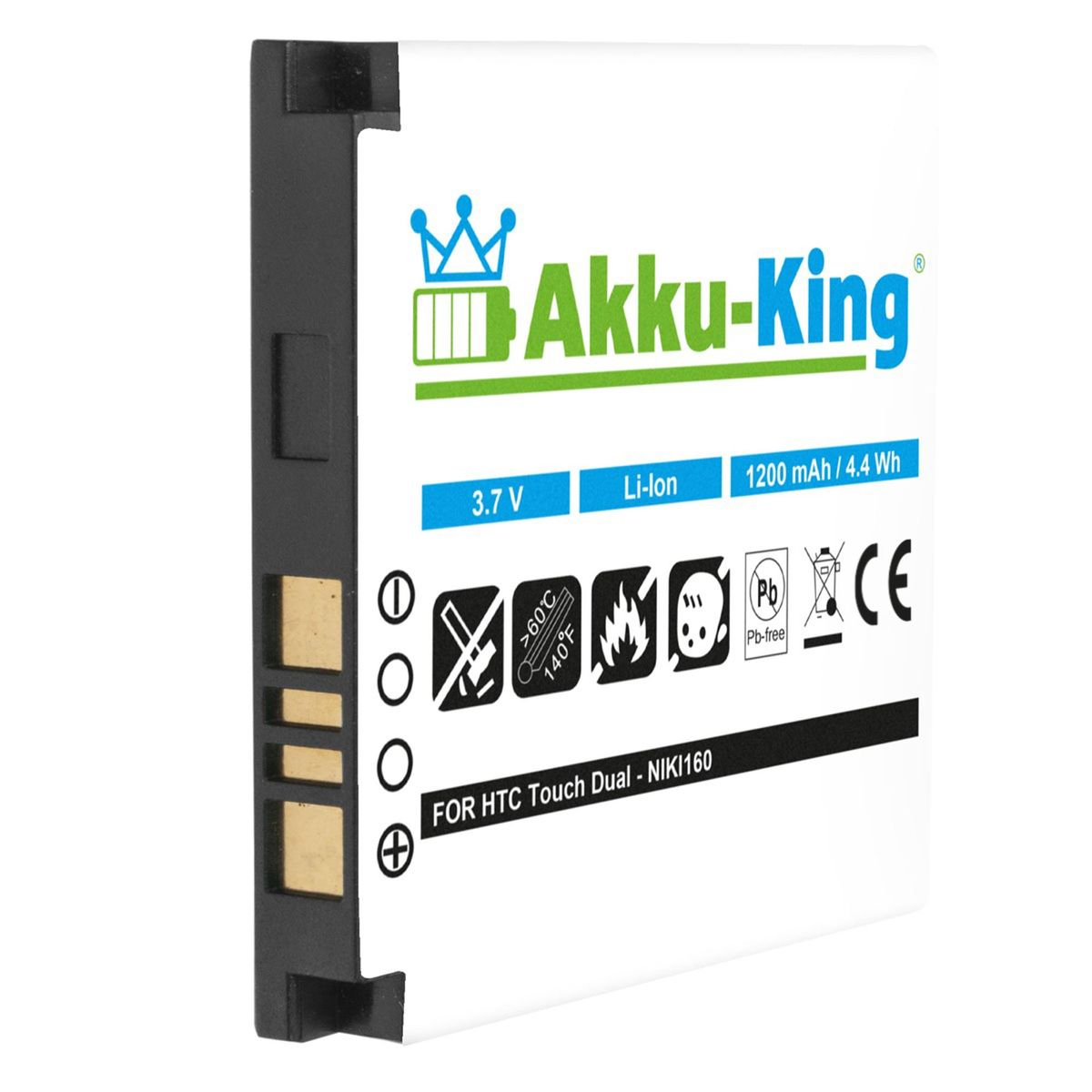 AKKU-KING Akku 3.7 1200mAh BA kompatibel mit Li-Ion Handy-Akku, Volt, HTC S260