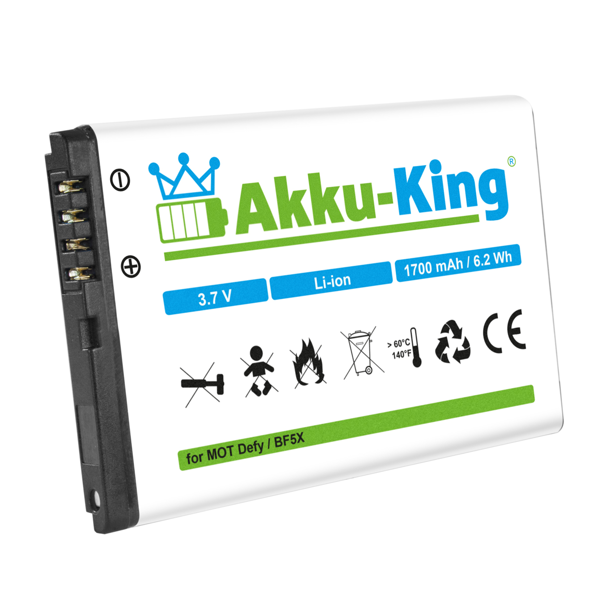 kompatibel mit 1700mAh SNN5877A Motorola 3.7 Li-Ion Handy-Akku, AKKU-KING Akku Volt,