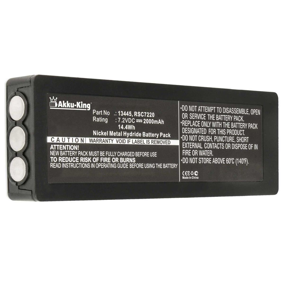 2000mAh Ni-MH 13445 kompatibel mit Akku SCANRECO AKKU-KING Werkzeug-Akku, 7.2 Volt,