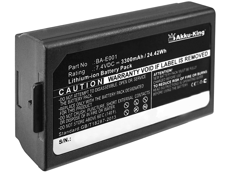 AKKU-KING Akku kompatibel mit Brother BA-E001 Li-Ion Geräte-Akku, 7.4 Volt, 3300mAh | Beschriftungsgeräte & Schriftbänder