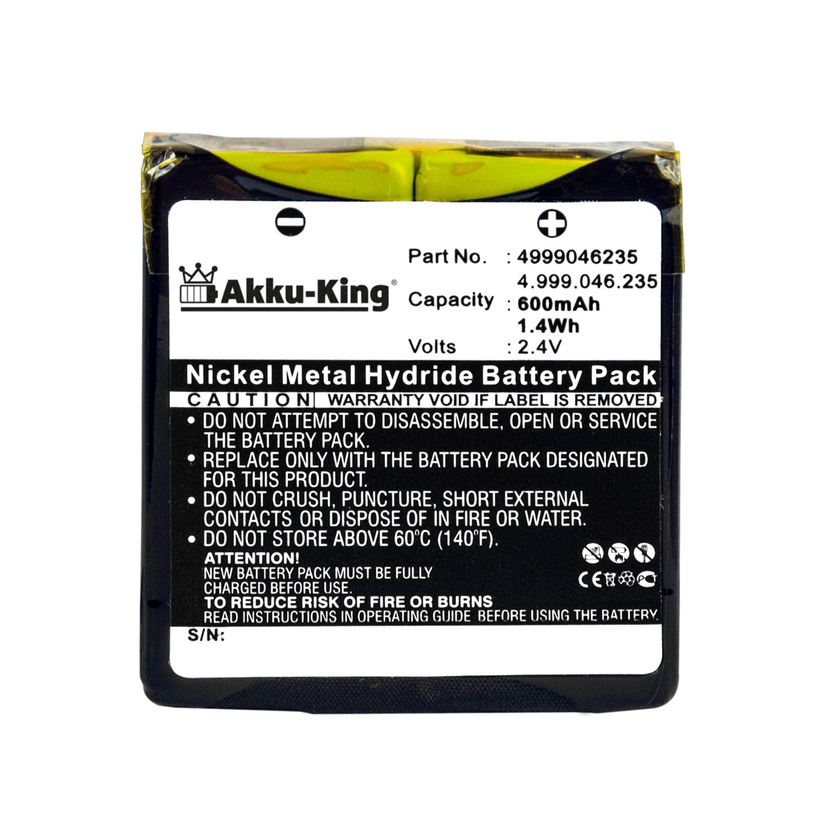 AKKU-KING Akku kompatibel mit Ni-MH 4.999.046.235 600mAh Geräte-Akku, 2.4 Volt, Aastra