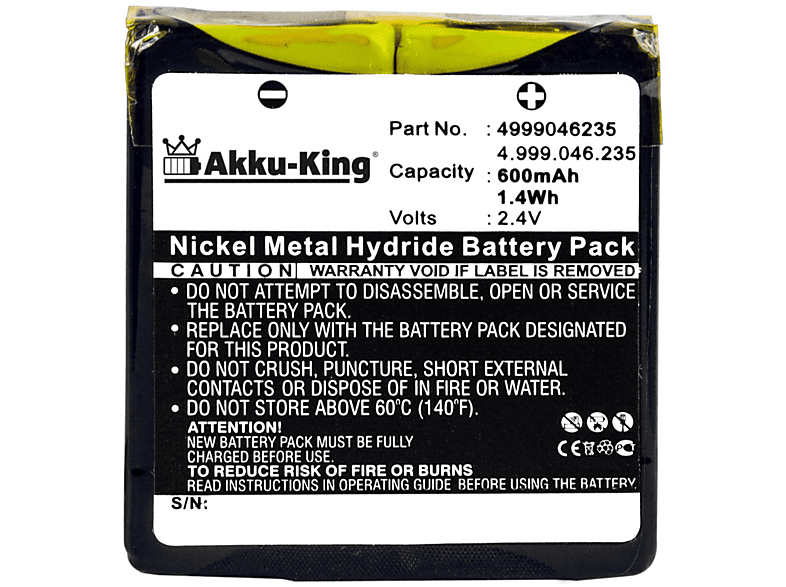 kompatibel Geräte-Akku, 4.999.046.235 Akku 2.4 mit Aastra Ni-MH Volt, AKKU-KING 600mAh