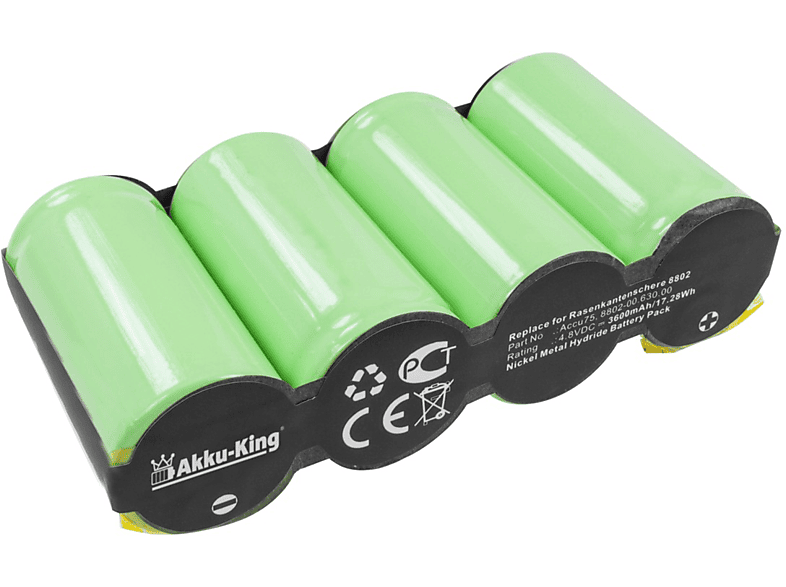 Gartengeräte-Akku, kompatibel Accu 75 Ni-MH 3600mAh mit AKKU-KING Akku Volt, 4.8 Gardena