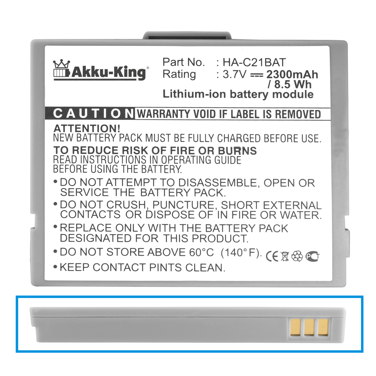 AKKU-KING Akku kompatibel Volt, Li-Ion Casio 3.7 HA-C21BAT Geräte-Akku, mit 2300mAh