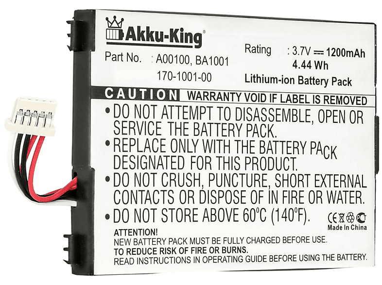 AKKU-KING Akku kompatibel mit Amazon BA1001 Li-Ion Geräte-Akku, 3.7 Volt, 1200mAh