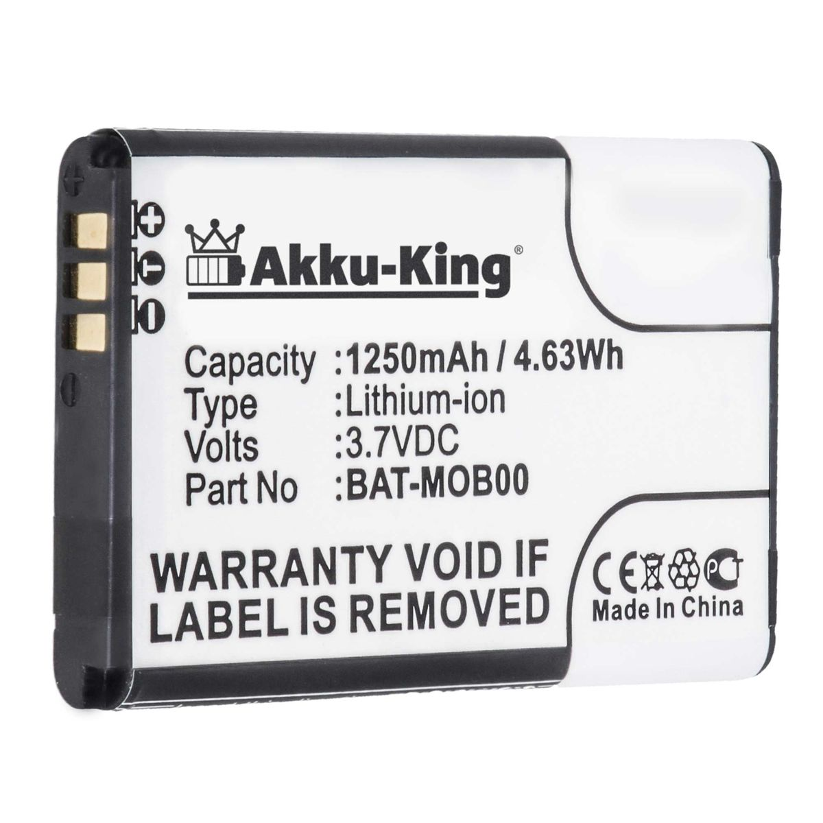AKKU-KING Akku kompatibel Geräte-Akku, mit Volt, 26111710 Honeywell Li-Ion 1250mAh 3.7