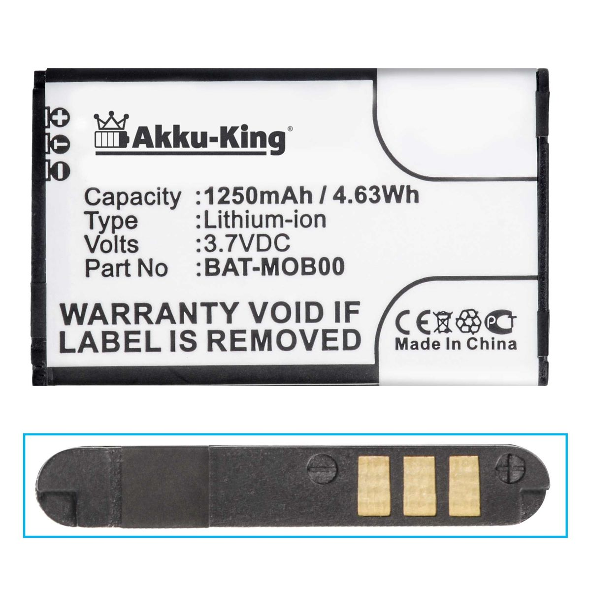 AKKU-KING Akku kompatibel mit Honeywell 26111710 Li-Ion 3.7 Geräte-Akku, Volt, 1250mAh