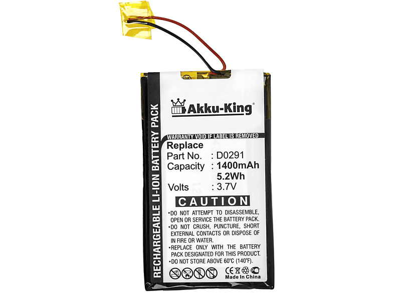 Archos 1400mAh Volt, Geräte-Akku, Akku AKKU-KING Li-Ion kompatibel mit 3.7