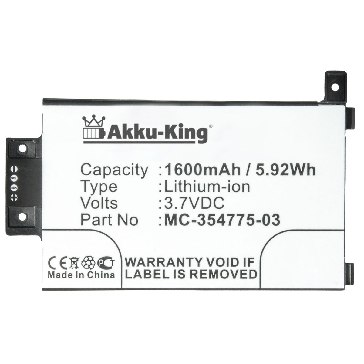 AKKU-KING Akku kompatibel mit Amazon 1600mAh Li-Ion Geräte-Akku, 3.7 MC-354775-03 Volt