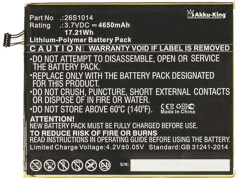 4650mAh 58-000181 mit Amazon AKKU-KING Li-Polymer 3.7 Geräte-Akku, Akku kompatibel Volt,