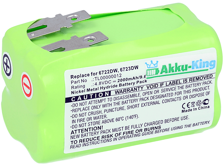 2000mAh Makita Volt, Ni-MH AKKU-KING Akku kompatibel Werkzeug-Akku, mit 6722D 4.8